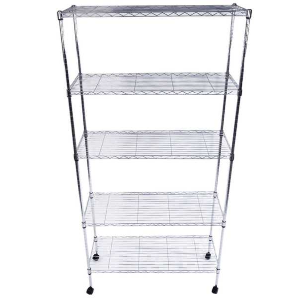 5-Layer Chrome Plated Iron Shelf with 1.5" Nylon Wheels 165*90*35 Chrome