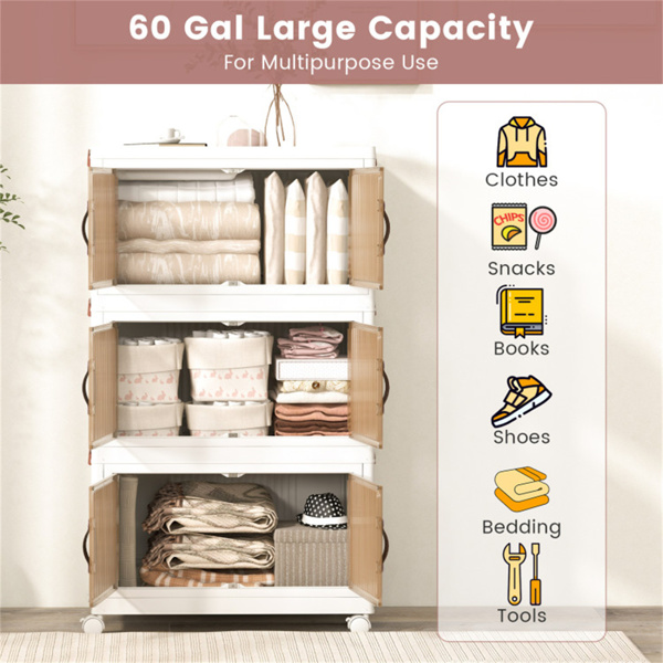 Stackable Storage Boxes Bins with  Lockable Casters 25.5" x 16“ x 43.5”