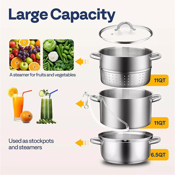  11-Quart Stainless Steel Fruit Juicer Steamer