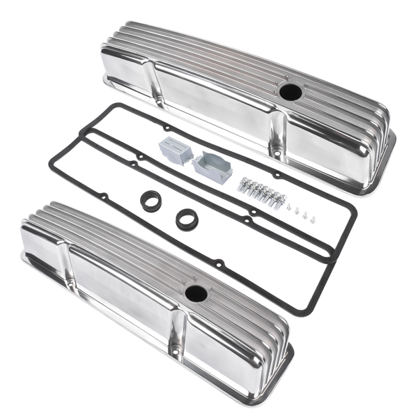 Finned Aluminum Tall Valve Covers with Bolts for Chevrolet Small Block 283 302 305 327 350 400 1958-1986