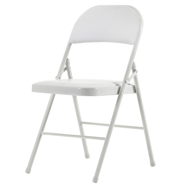 【Old Code：33292149】4pcs Elegant Foldable Iron & PVC Chairs for Convention & Exhibition White