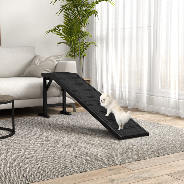 Dog Ramp for Bed, Pet Ramp for Dogs with Non-Slip Carpet and Top Platform, 74" x 16" x 25", Black