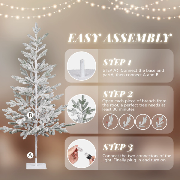 6ft Pine Tree Shape PE Material 80 Branches Green Flocking 550 Lights Warm White Two-color 8 Modes With Remote Control Indoor Tree Light S101