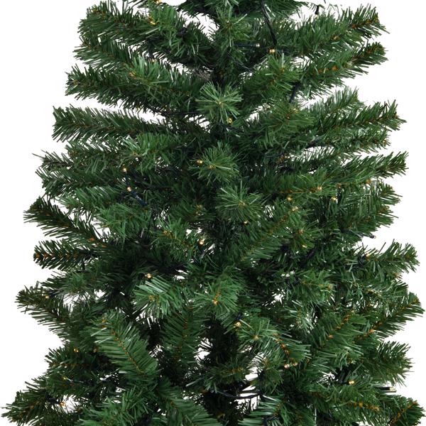  6 FT Pre-lit Artificial Pencil Christmas Tree, Hinged Xmas Pine Tree with 400 Branch Tips, 210 Lights and Remote Control for Holiday Party Office Home, Green