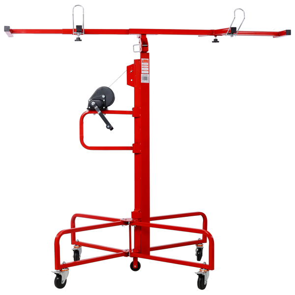 Drywall Lift Panel 16' Lift Drywall Panel Hoist Jack Lifter Jack Rolling Caster Wheel Sheetrock Drywall Lift Construction Tools,150-lb. Capacity, 4ft. x 16ft. Max. Sheet Size ,red