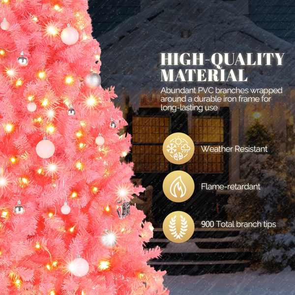 6ft 250 Lights PVC Material 900 Branches Automatic Tree Structure Warm White Two-Color 8 Modes With Remote Control Christmas Tree Black