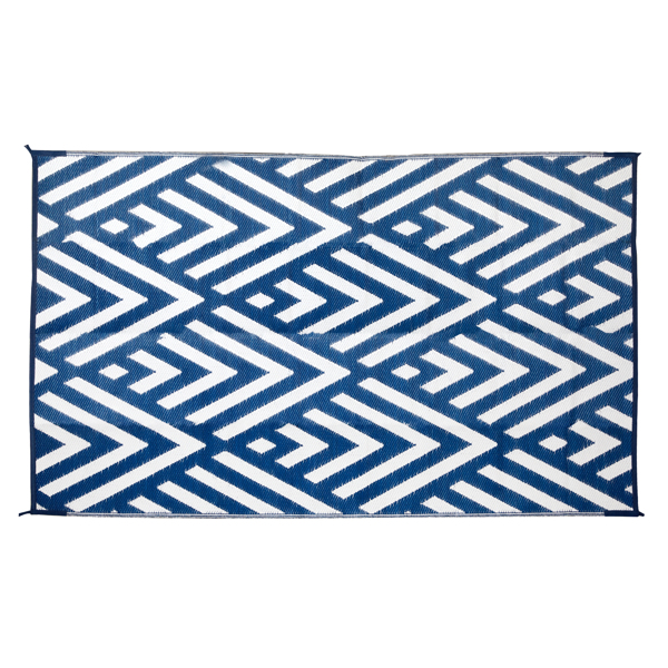 Outdoor Rug for Patio Clearance,Waterproof Mat,Reversible Mats, Plastic Straw Rug, Modern Area Rug for RV, Patio, Backyard, Deck, Picnic, Beach, Trailer, Camping, Blue & White, 9' x 12'