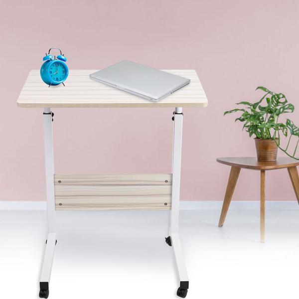 Portable Adjustable Height Laptop Computer Stand Desk Bed Side Reading Table(white maple)