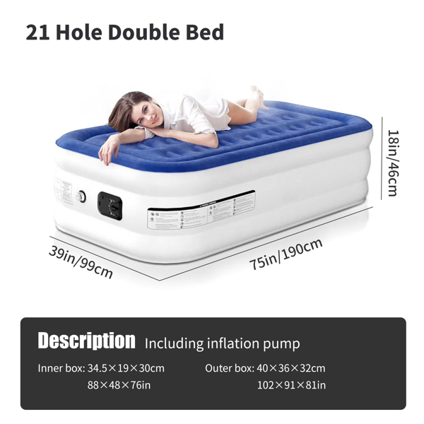 (Twin)1 PC Pillow Top Plush Queen Air Mattress With Built-in High-Speed Pump Best For Home or Outdoor(Prohibited temu, no shipments on weekends)