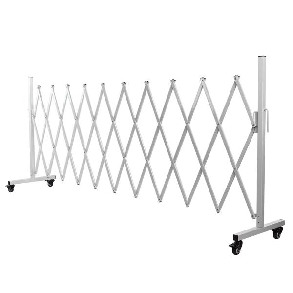 130-inch Metal Expandable Barricade Gate - Folding Mobile Safety Barrier for Driveway Security, Flexible Retractable Fence