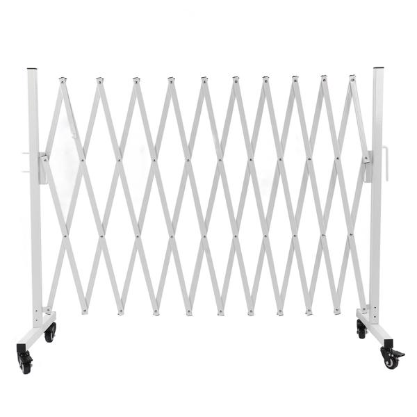 130-inch Metal Expandable Barricade Gate - Folding Mobile Safety Barrier for Driveway Security, Flexible Retractable Fence