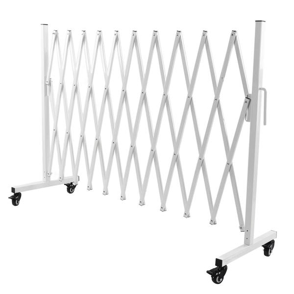 130-inch Metal Expandable Barricade Gate - Folding Mobile Safety Barrier for Driveway Security, Flexible Retractable Fence