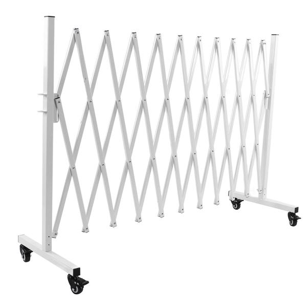 130-inch Metal Expandable Barricade Gate - Folding Mobile Safety Barrier for Driveway Security, Flexible Retractable Fence