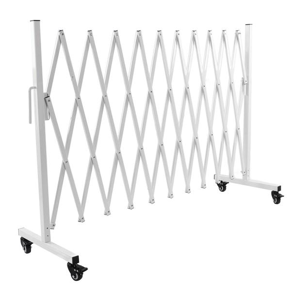 130-inch Metal Expandable Barricade Gate - Folding Mobile Safety Barrier for Driveway Security, Flexible Retractable Fence