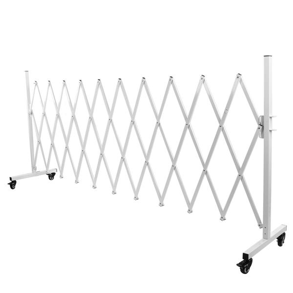 130-inch Metal Expandable Barricade Gate - Folding Mobile Safety Barrier for Driveway Security, Flexible Retractable Fence