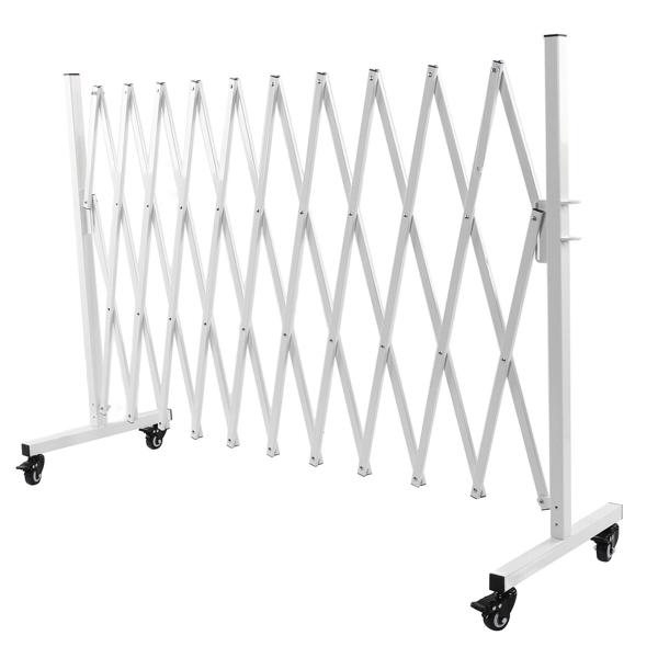 130-inch Metal Expandable Barricade Gate - Folding Mobile Safety Barrier for Driveway Security, Flexible Retractable Fence