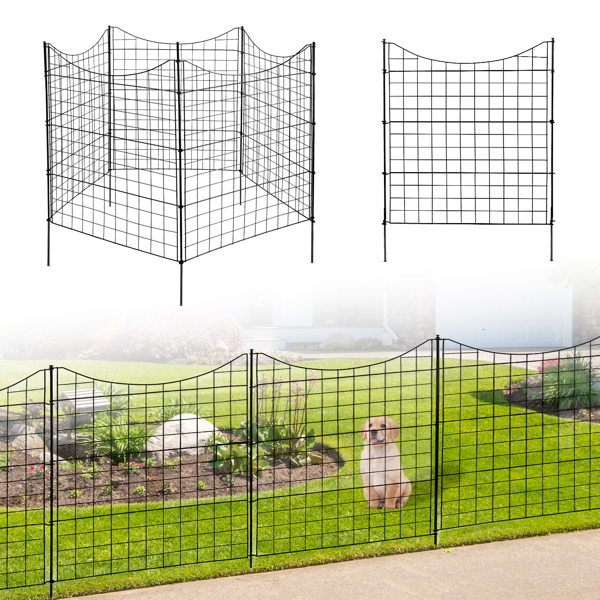 5 Panels Metal Decorative Garden Fence 36"(L)x39"(H), No Dig Animal Dog Barrier, Garden Temporary Border Fencing for Yard Patio Outdoor