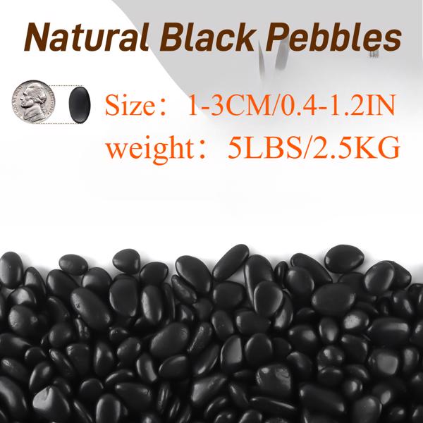 1 Set of 5lbs Bulk Bag of Small Black Pebbles - Decorative Aquarium Gravel, River Rocks for Outdoor Garden Paving, Indoor Plant Gravel, Perfect for Aquascaping, Landscaping, 1cm-3cm Size