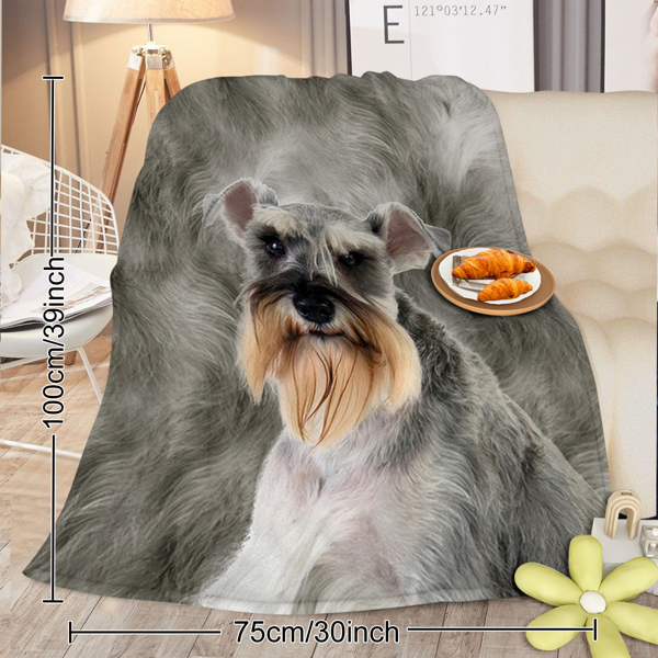 Schnauzer Flannel Blankets Cozy Blanket Super Soft Cozy Warm Puppy Dog Throw Blanket for Couch Chair Bed Sofa Office Cute Schnauzer Gifts 75*100cm