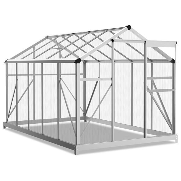 6x10ft Hybrid Polycarbonate Greenhouse Silver