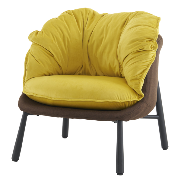 Velvet Accent Chair Barrel Chair with Metal Legs Modern Comfy Armchair Accent Reading Chair for Living Room, Bedroom, Study Room, Home Office yellow