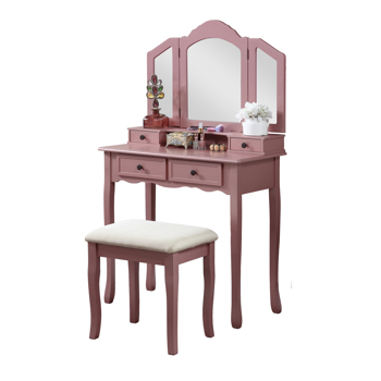 Wooden Vanity Make Up Table and Stool Set, Rose ld