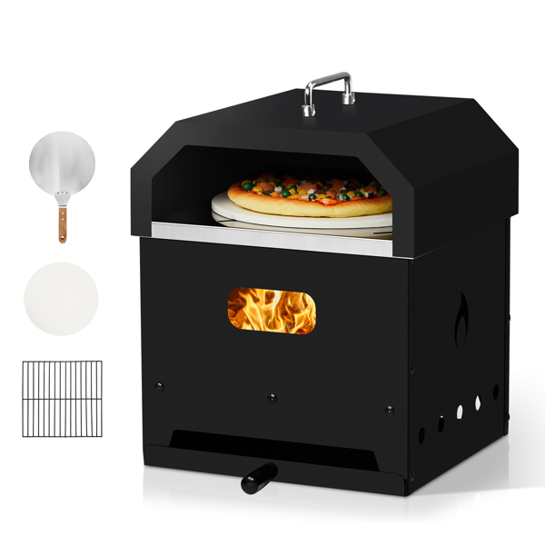 Outdoor Pizza Oven 4 in 1 Wood Fired 2-Layer Detachable Outside Ovens with Pizza Stone, Cooking Grill Grate