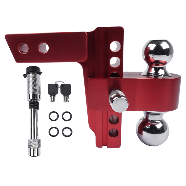 Adjustable Red Trailer Hitch Fits 2" Receiver 6" Drop Solid Tube Hitch 12500 LBS