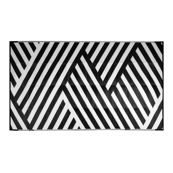 Outdoor Rug for Patio Clearance,Waterproof Mat,Reversible Mats, Plastic Straw Rug, Modern Area Rug for RV, Patio, Backyard, Deck, Picnic, Beach, Trailer, Camping, Black & White, 5' x 8'