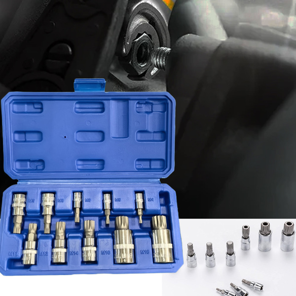 10 piece plum blossom drill bit socket set spline set three way socket drill bit plum blossom wrench set for maintenance DIY