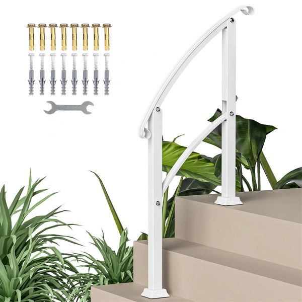 White Step Metal Handrails for Outdoor Steps Stair Railing