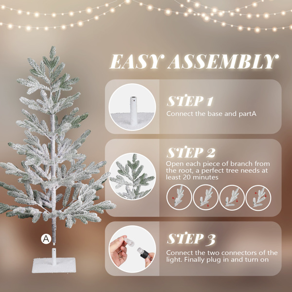 4ft Pine Tree Shape PE Material 48 Branches Green Flocking 325 Lights Warm White Two-color 8 Modes With Remote Control Indoor Tree Light  S101