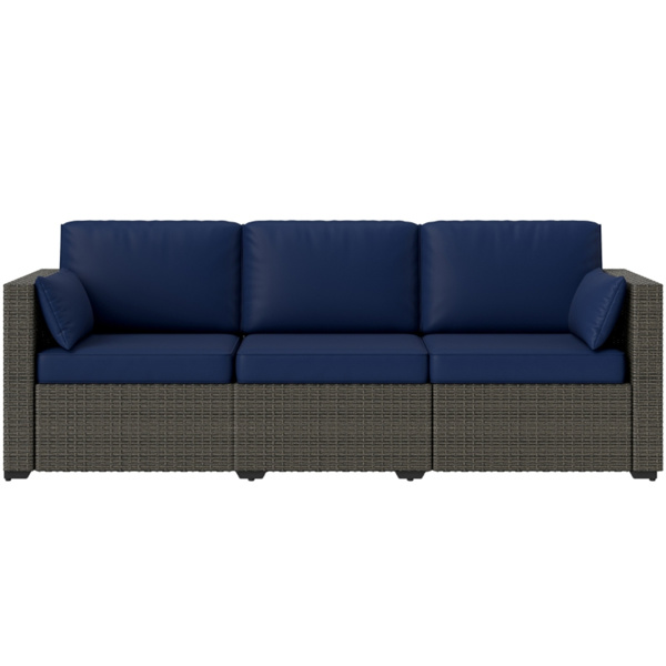 Rattan Three-Seat Sofa