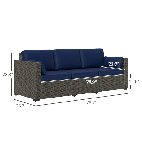 Rattan Three-Seat Sofa