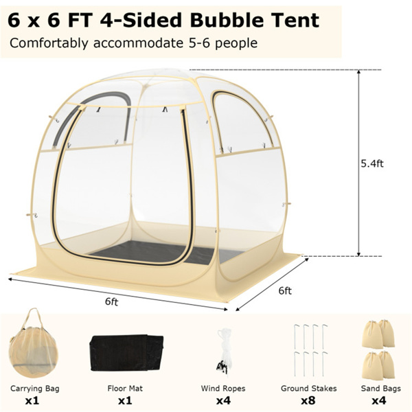 6 X 6 TF Instant Pop up Sports Tent with Carrying Bag and Floor Mat 