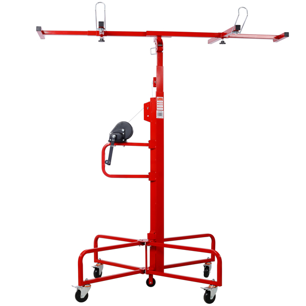 Drywall Lift Panel 16' Lift Drywall Panel Hoist Jack Lifter Jack Rolling Caster Wheel Sheetrock Drywall Lift Construction Tools,150-lb. Capacity, 4ft. x 16ft. Max. Sheet Size ,red