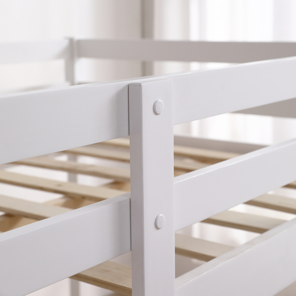 FCH Elevated Cross Bracing Straight Ladder Twin Pine Wooden Bed White