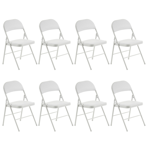 【Old Code：33292149】4pcs Elegant Foldable Iron & PVC Chairs for Convention & Exhibition White