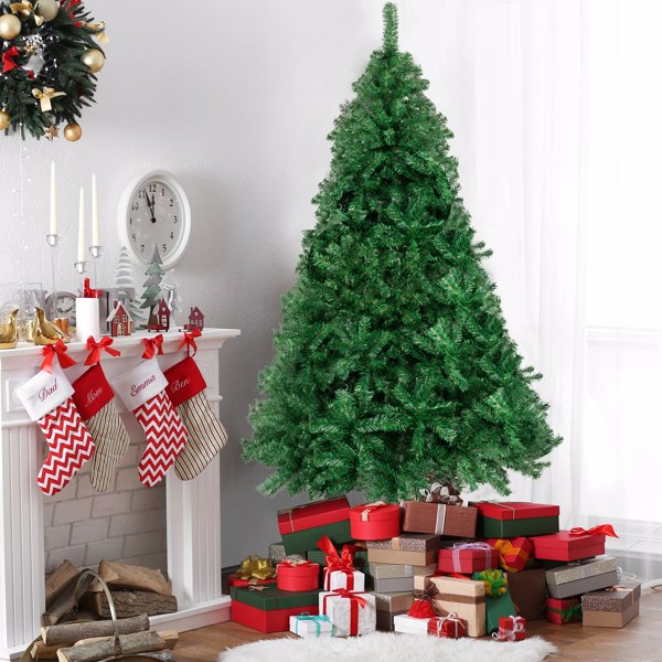 5 FT Artificial Christmas Tree, Unlit Christmas Pine Tree with 500 Branch Tips and Sturdy Metal Stand for Office Home Store Party Holiday Decor, Green