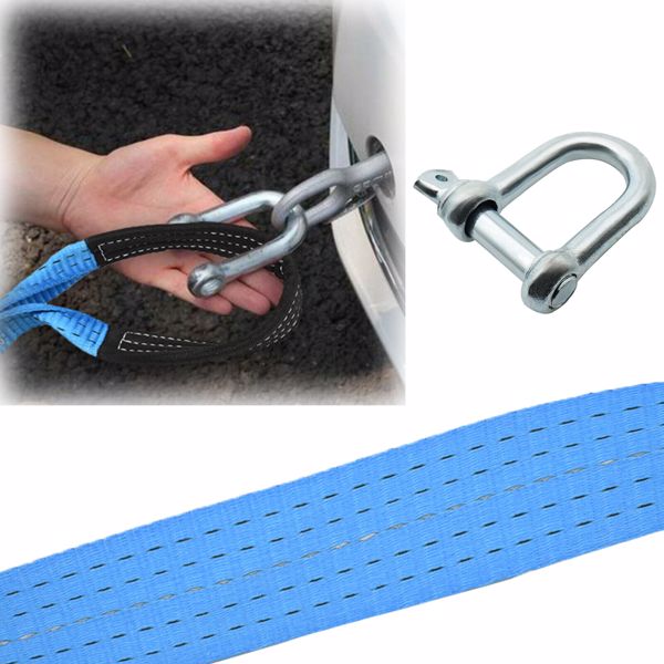 8T 16' 5M Tow Rope Heavy Duty Towing Pull Strap Road Recovery Two Shackles Chain