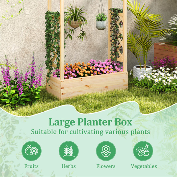  Wooden Raised Garden Bed Planter Box with Hanging Roof