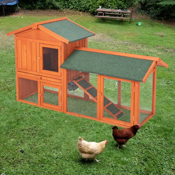 61" Wooden Chicken Coop Hen House Rabbit Wood Hutch Poultry Cage Habitat