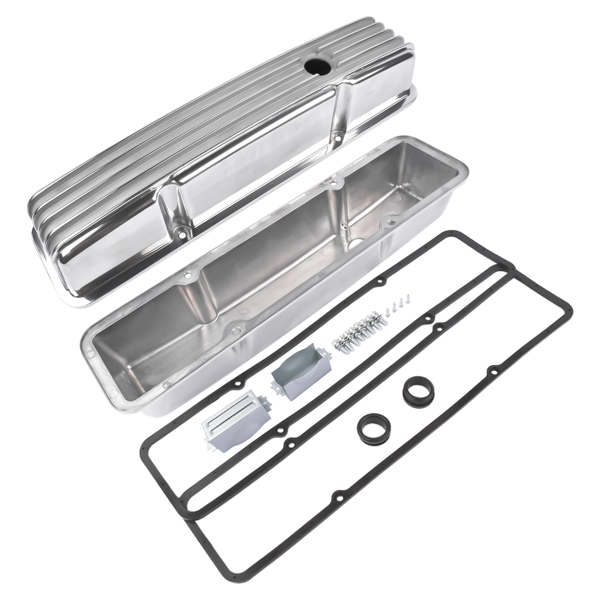 Finned Aluminum Tall Valve Covers with Bolts for Chevrolet Small Block 283 302 305 327 350 400 1958-1986