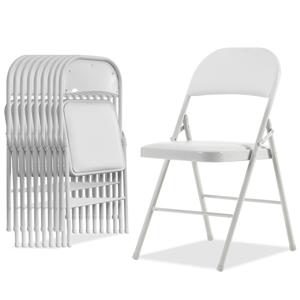 【Old Code：33292149】4pcs Elegant Foldable Iron & PVC Chairs for Convention & Exhibition White