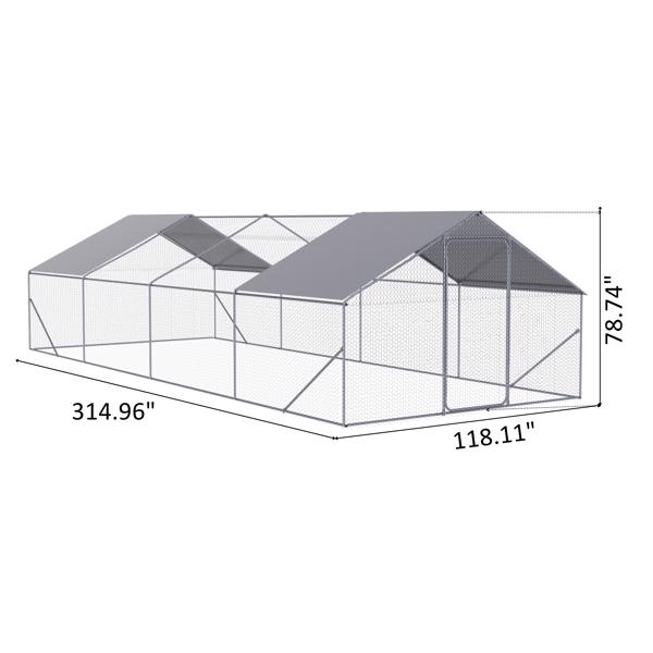 Outdoor chicken coop metal big space 26*10*6FT