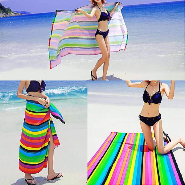 Striped Extra Large Microfibre Lightweight Beach Towel Quick Dry Travel Towel