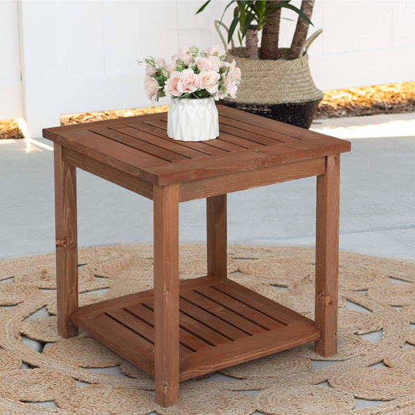 Square Wood Side Table Carbonized Color