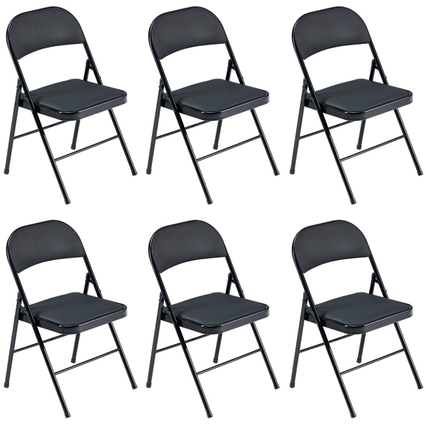 【Old Code：21983178】6pcs Elegant Foldable Iron & PVC Chairs for Convention & Exhibition Black 