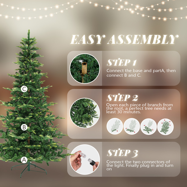 6ft Automatic Tree Structure PE PVC Material 380 Lights Warm Color 9 Modes With Remote Control 937 Branches Christmas Tree Green S101