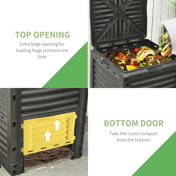 300L Garden compost bin with 48 vents Yellow